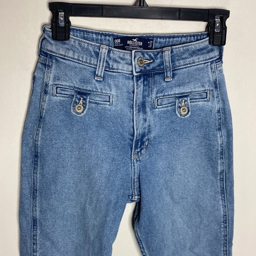 Hollister ultra high-rise mom jeans vintage stretch front flap pockets size 00
